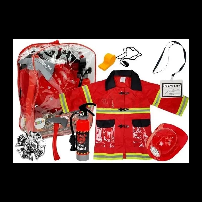 Tenue de pompier enfant avec extincteur casque et accessoires