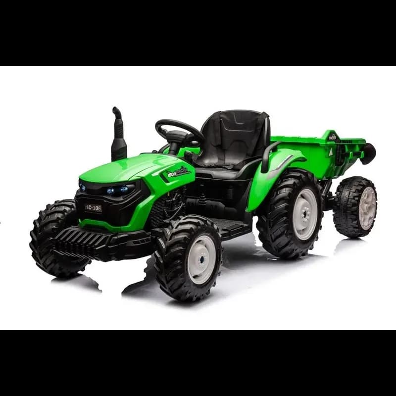 Elektrischer Traktor für Kinder 24 Volt mit Fernbedienung - Grün - Avec remorque