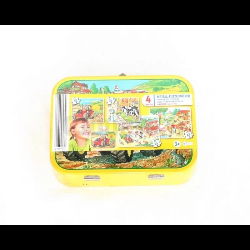 4 Puzzles De La Ferme avec Valisette en Métal