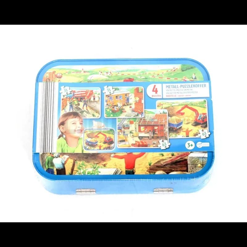 4 Puzzles Chantier avec Valisette en Métal