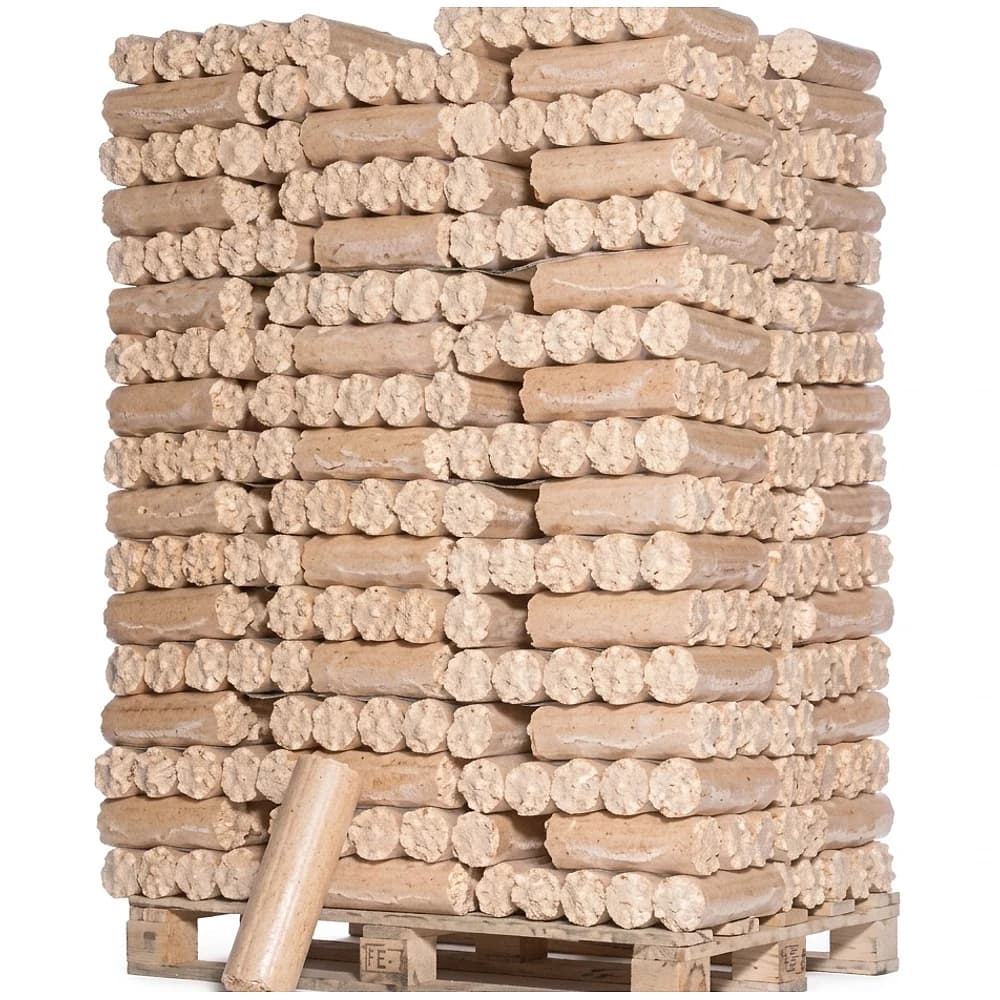 Bûches densifiées, palette 960 kg, résineux — Comme à l'ancienne