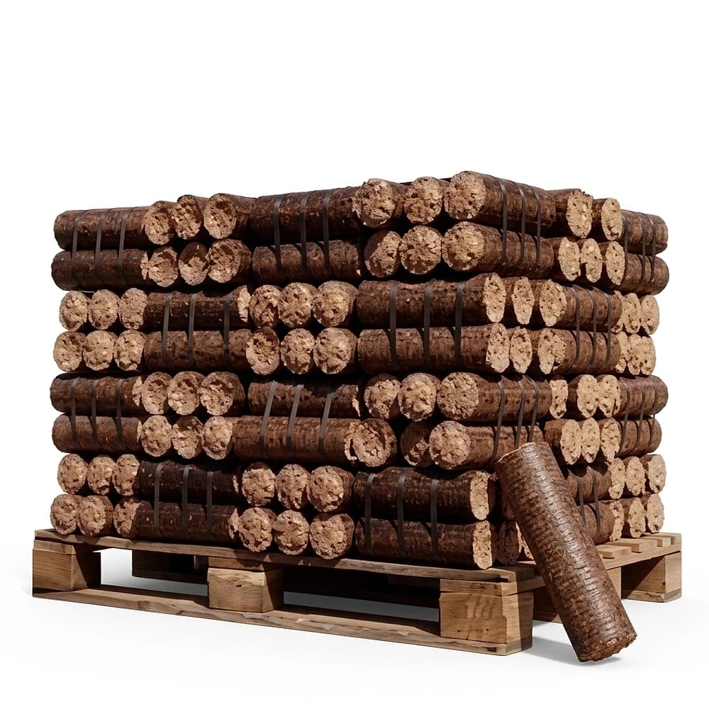 Bûches densifiées, demi-palette 480 kg, feuillus — Comme à l'ancienne