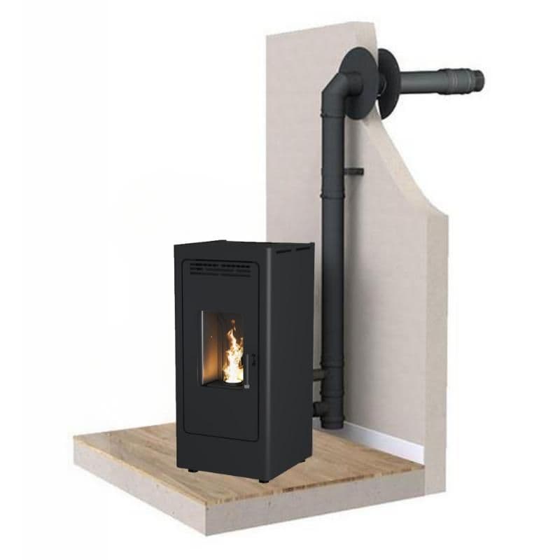 Pack Poêle Granulés Silencieux Étanche BR9 + Kit Ventouse Dinak