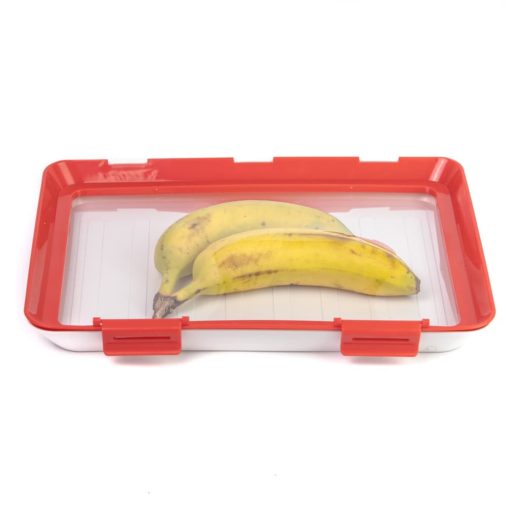 Pack de 4 : Plateau de conservation alimentaire sous vide - Empilable et réutilisable - Avec couvercle en plastique - Conservation des aliments pour l