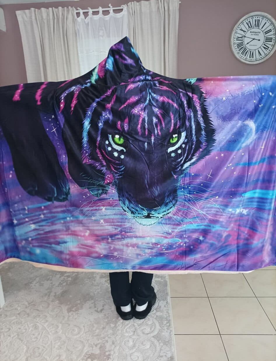 Plaid Couverture, PLAIDS À CAPUCHES SHERPAS POUR L'HIVER Tiger