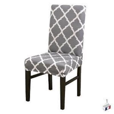 Housse de chaise - Housse de protection extensible pour chaise - Housse chaise Gris Losange