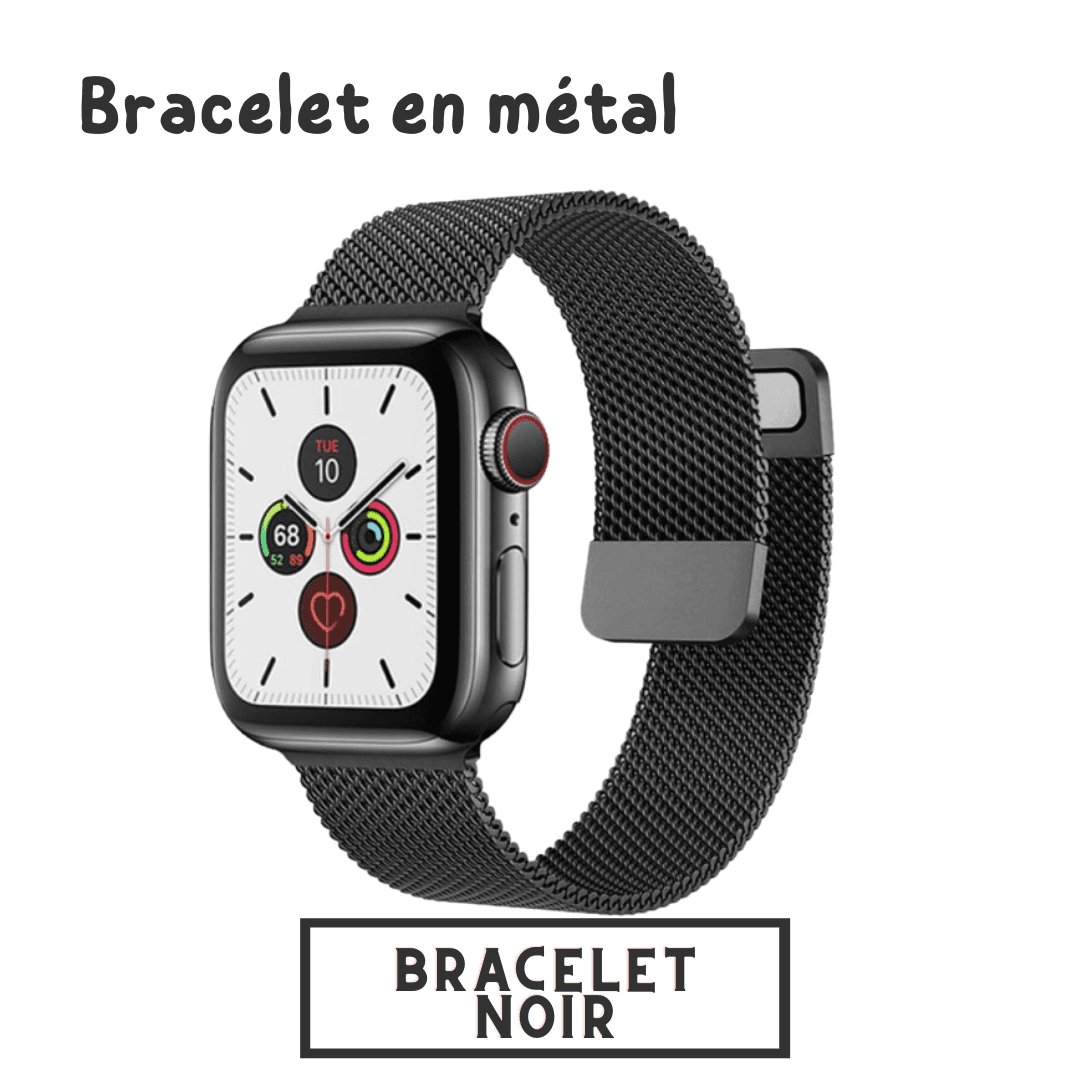 Les bracelets en meÌtal pour montre connecteÌe Noir