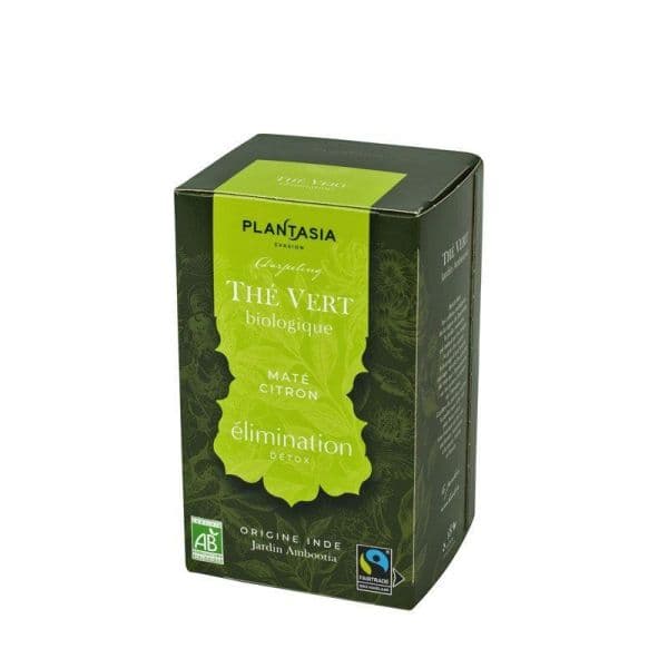 Thé vert Bio Elimination - Maté et Citron Bio - 18 sachets - Plantasia
