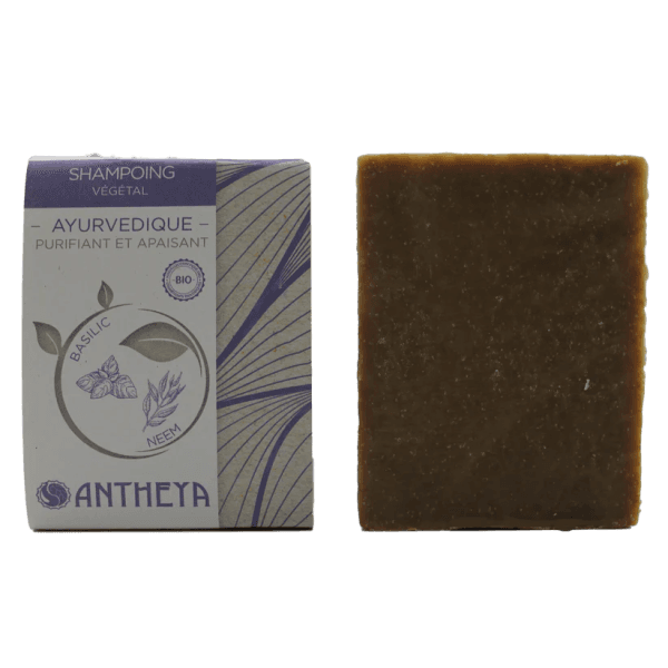 Shampoing solide basilic sacré & neem Bio - Anti-pellicules et démangeaisons - 100 g - Antheya