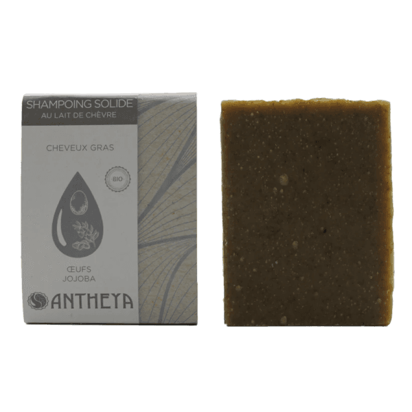 Shampoing solide Lait de chèvre, Citron & Aloe Vera Bio - Cheveux Gras - 100 g - Antheya
