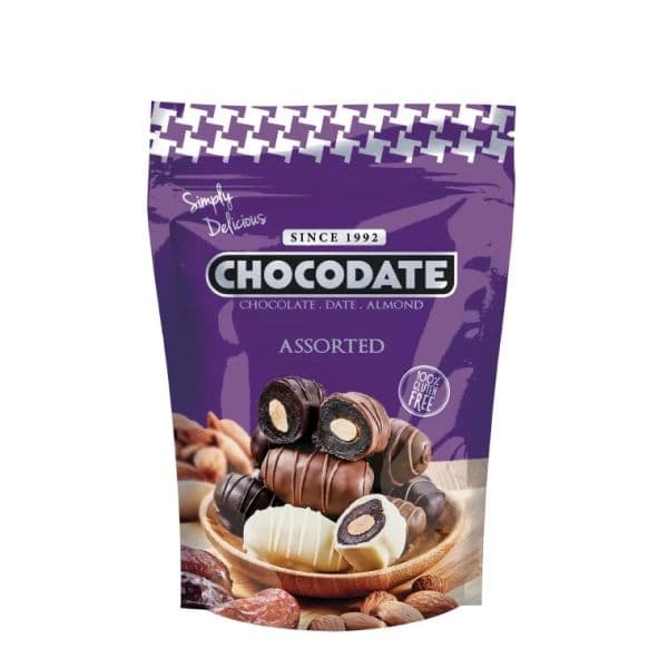 Tamrah Assorted - Assortiment de Dattes aux amandes enrobées de Chocolat