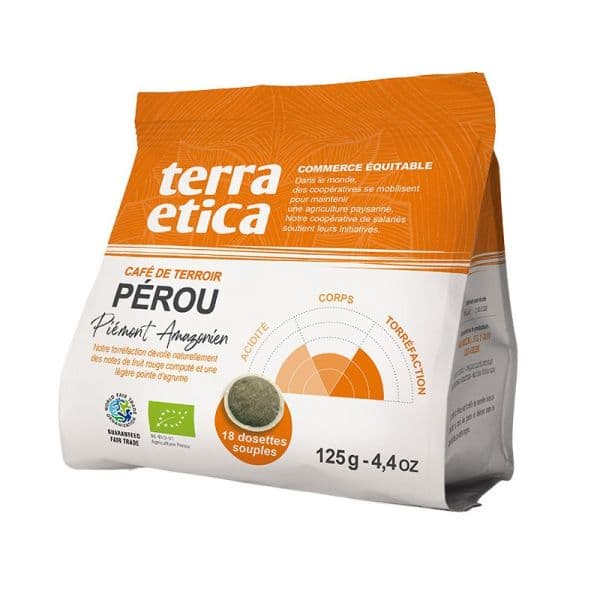 Dosettes Café du Pérou Bio - Piémont Amazonien - 18 dosettes - 100% Arabica - Terra Etica