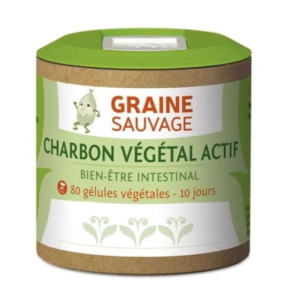 Charbon Végétal Actif - Détox & Bien-être Intestinal - 80 Gélules végétales - Graine Sauvage