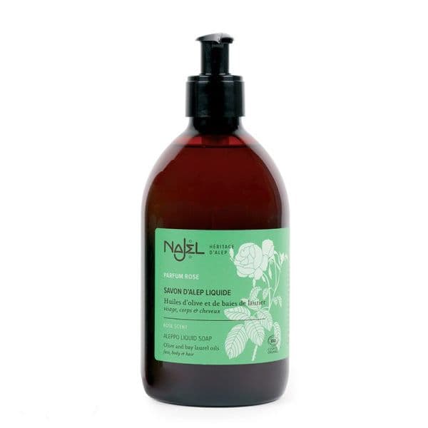 Savon d'Alep liquide à la Rose de Damas Bio - 500ml - Najel