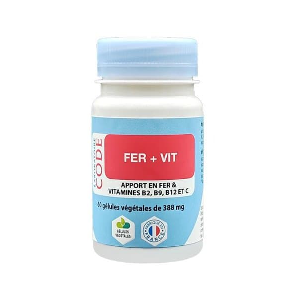 Fer + Vitamines - Fatigue & Énergie - 60 gélules - Laboratoire Code