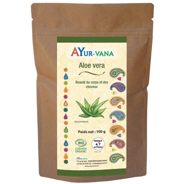 Aloé Vera Bio en poudre - Hydratante et Réparatrice - 100 g - Ayur‑Vana