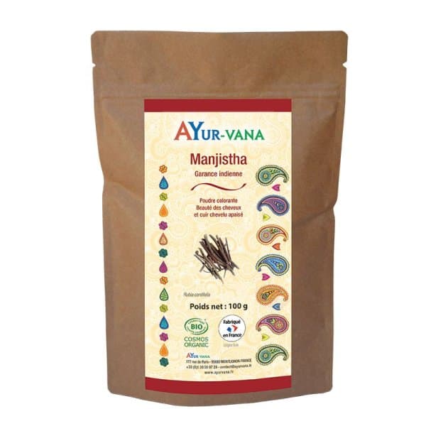 Manjistha Bio en poudre (Garance indienne) - Coloration – 100 g – Ayur‑Vana