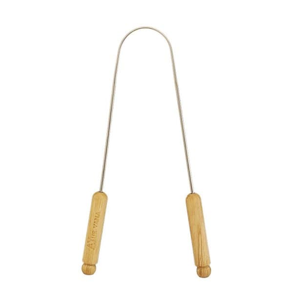 Gratte-langue réutilisable (bois & inox) – Ayur‑vana