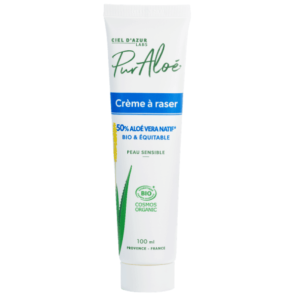 Crème à raser Bio - Hydratante & Apaisante (peaux sensibles) - 50% Aloé Vera - 100ml - Pur'Aloé