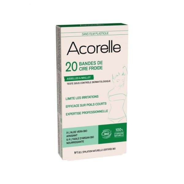 Bandes de Cire Froide BIO Certifiées Aisselles & Maillot - 20 unités – Acorelle