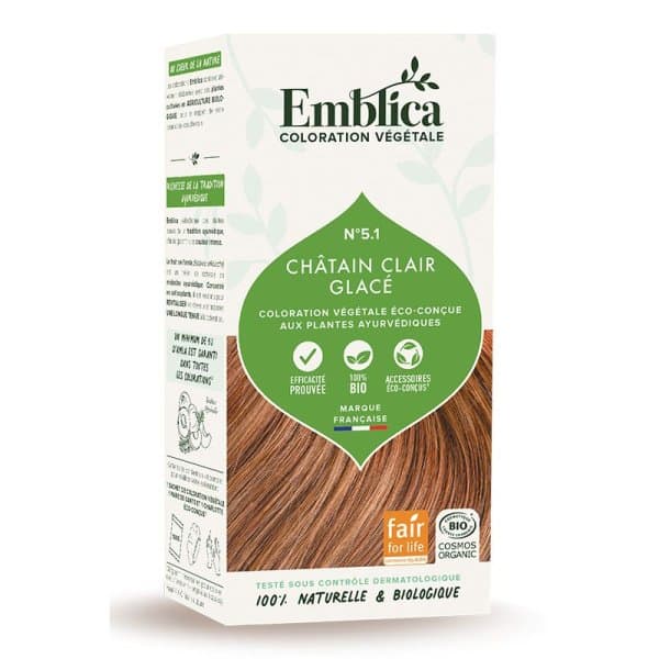 Henné 5.1 Chùtain Clair Glacé Bio - (Coloration Végétale) - 100g - Emblica