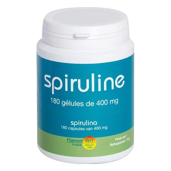 Spiruline - 180 gélules de 400mg - 100% naturelles & végétales - Flamant Vert