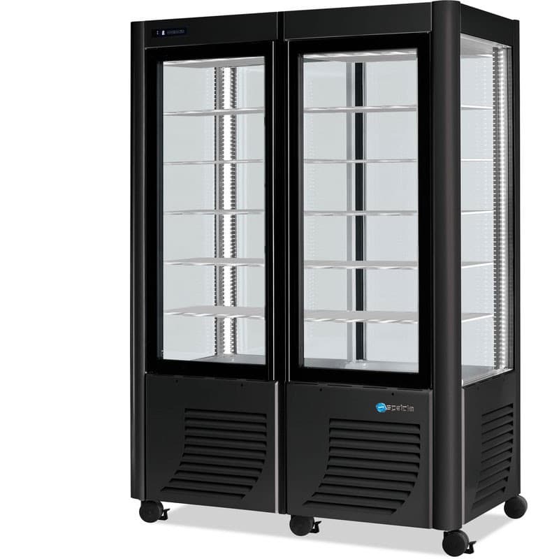 Vitrine 4 faces Négative Plateaux carrés fixes SCAIOLA