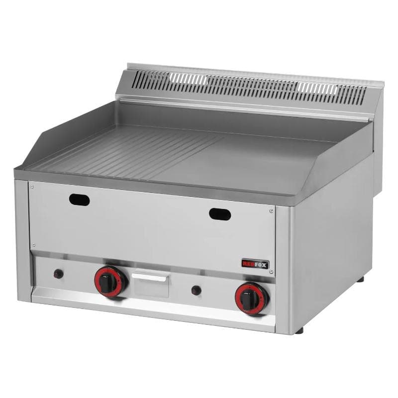 Plaque à snacker double 1/2 lisse 1/2 rainurée gaz REDFOX