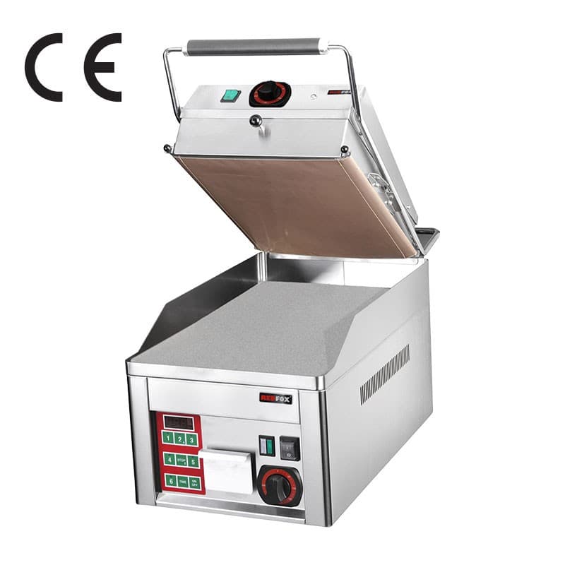 Clam-grill steak électrique chromé durable avec plaque de contact R