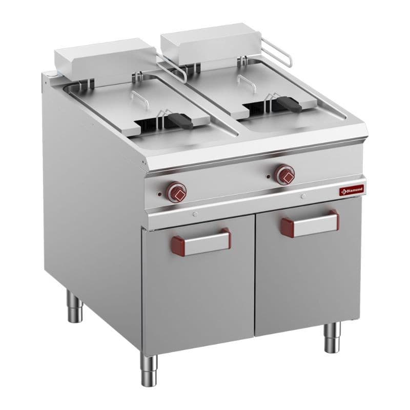 Friteuse électrique 2 cuves 18 lit. sur meuble fer DIAMOND