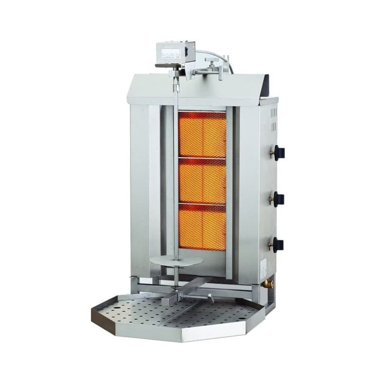 GYROS GRIL DE GAZ MOTEUR AU-DESSUS 3 ZONES DE CHAUFFAGE COMBISTEEL
