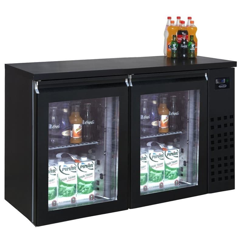 ARRIÈRE BAR RÉFRIGÉRÉE NOIR 2 PORTES EN VERRE COMBISTEEL