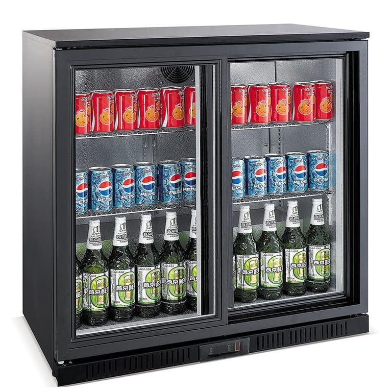 ARRIÈRE BAR RÉFRIGÉRÉE NOIR 2 PORTES COULISST COMBISTEEL