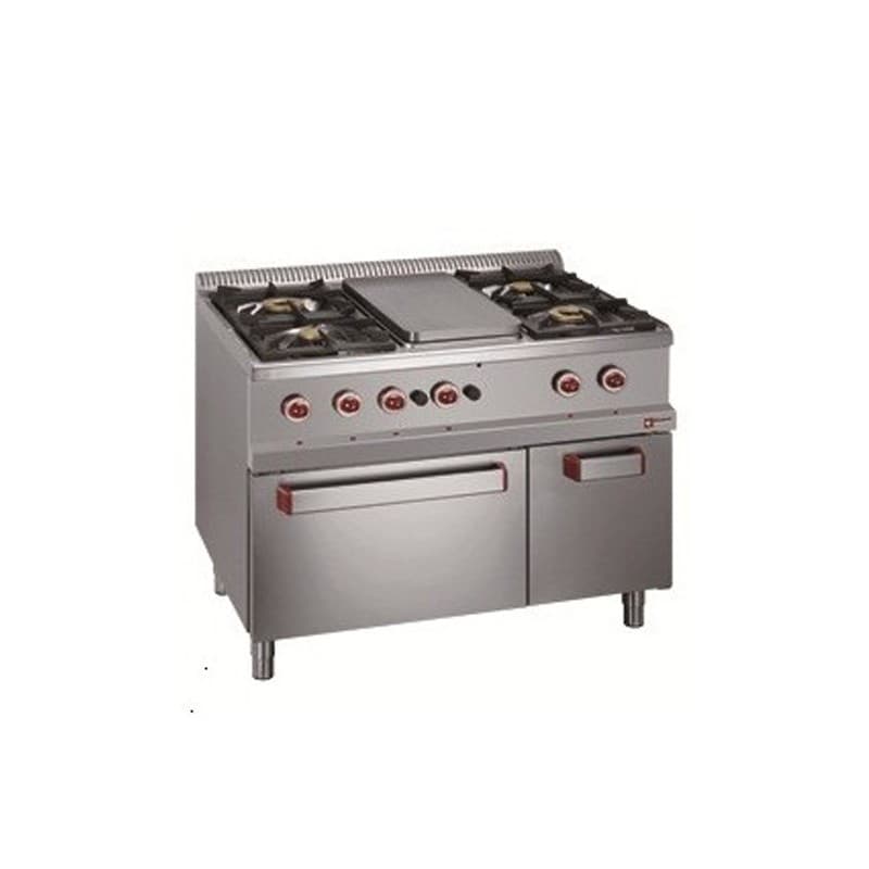 Fourneau gaz 4 feux+ plaque de mijotage + four gaz DIAMOND