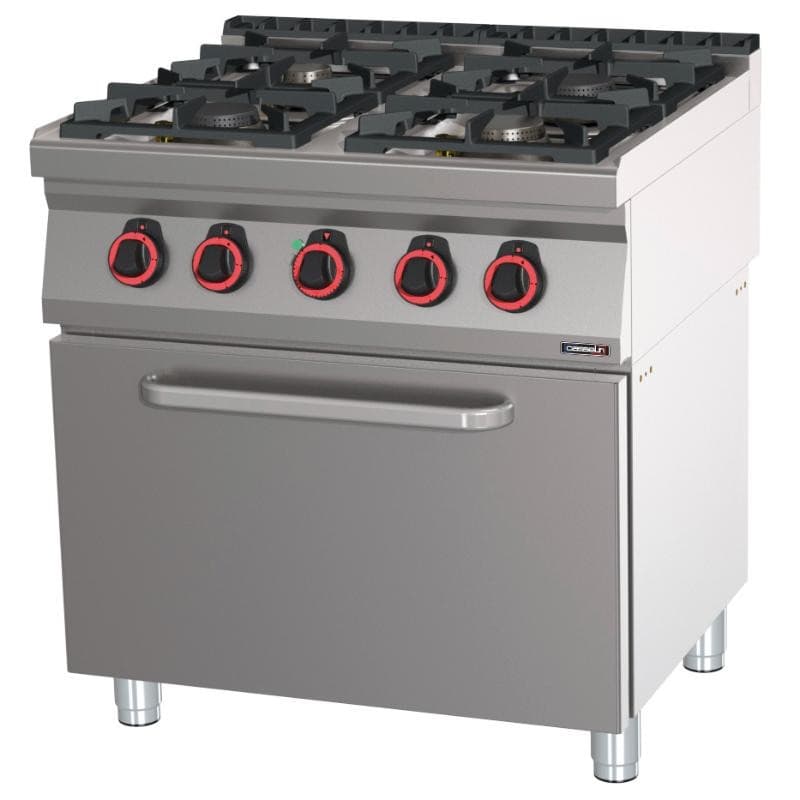 Fourneau gaz 4 feux avec four électrique ventilé GN 1/1 HP 80 CASSELIN
