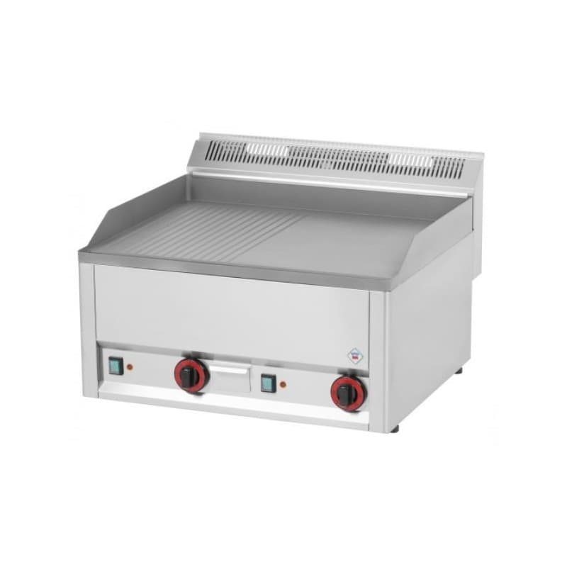 Plaque cuisson élèc 2/3 lisse 1/3 rainurée chrome RM GASTRO