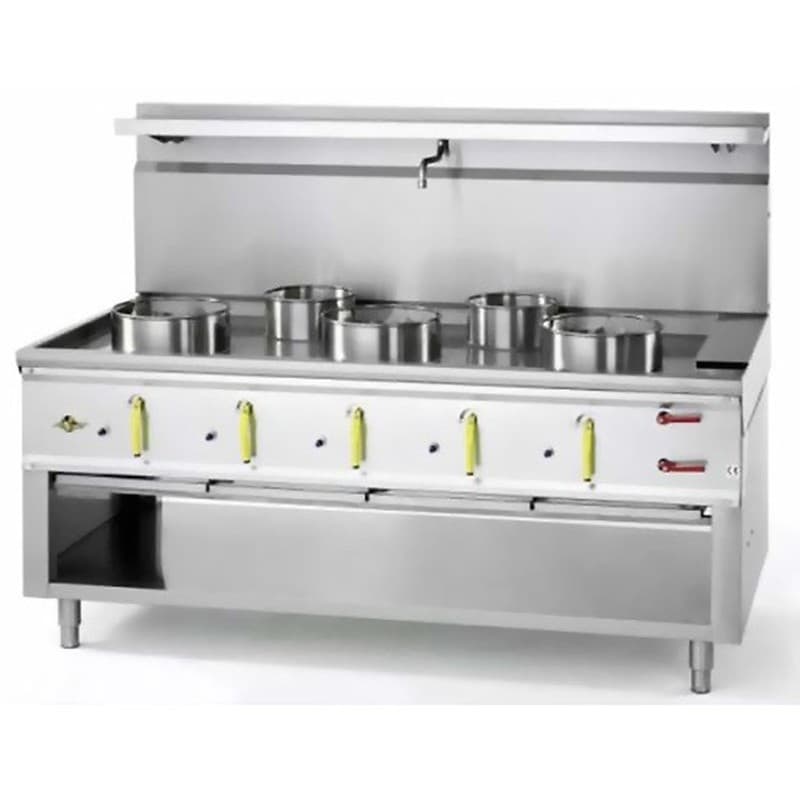Wok asiatique 4Tiroirs 5Brûleurs Ø290mm et Ø230mm BERTRAND