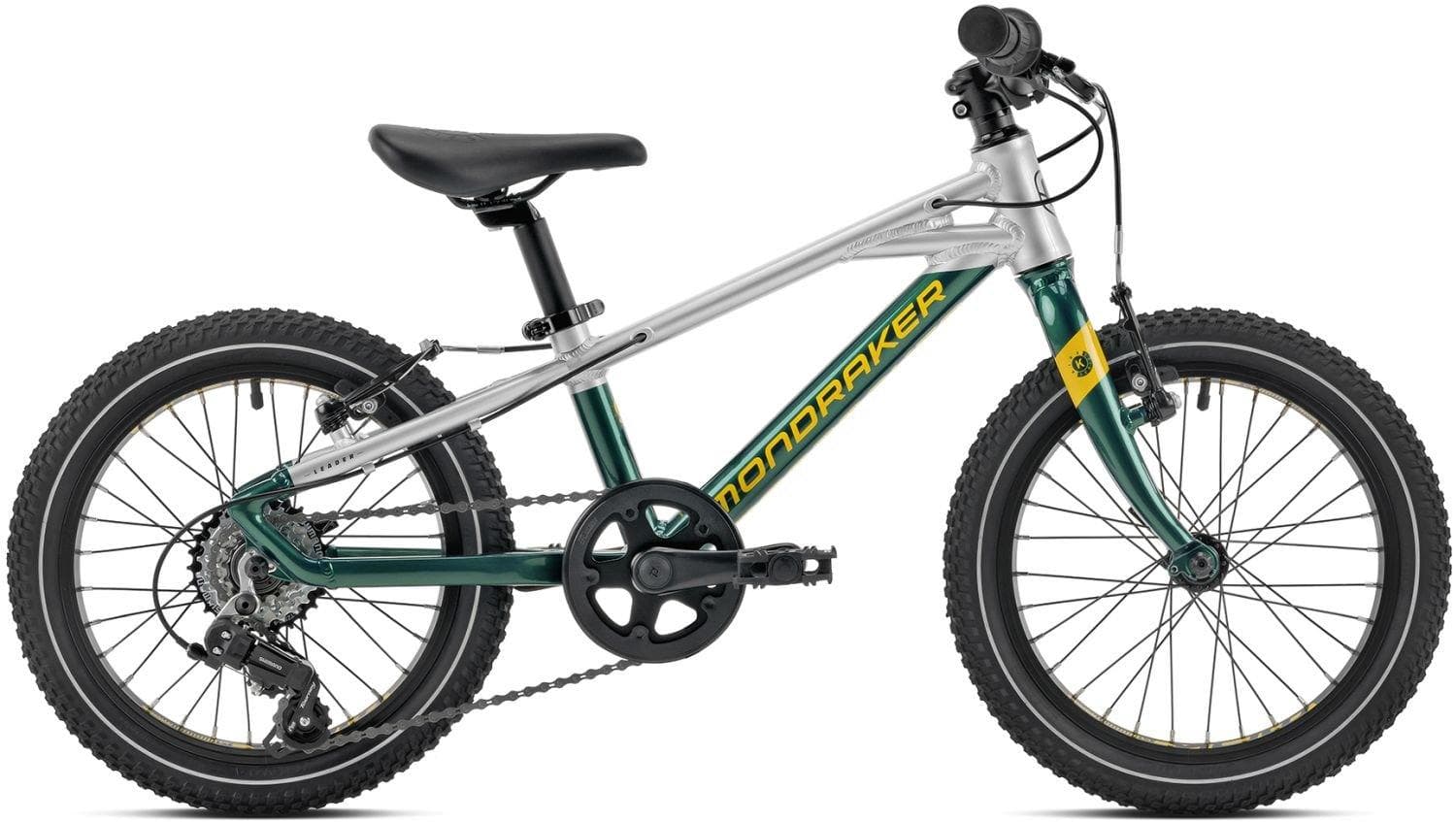 Mondraker Leader 16 Glanzend Brits Racing Green / Racing Silver / Geel