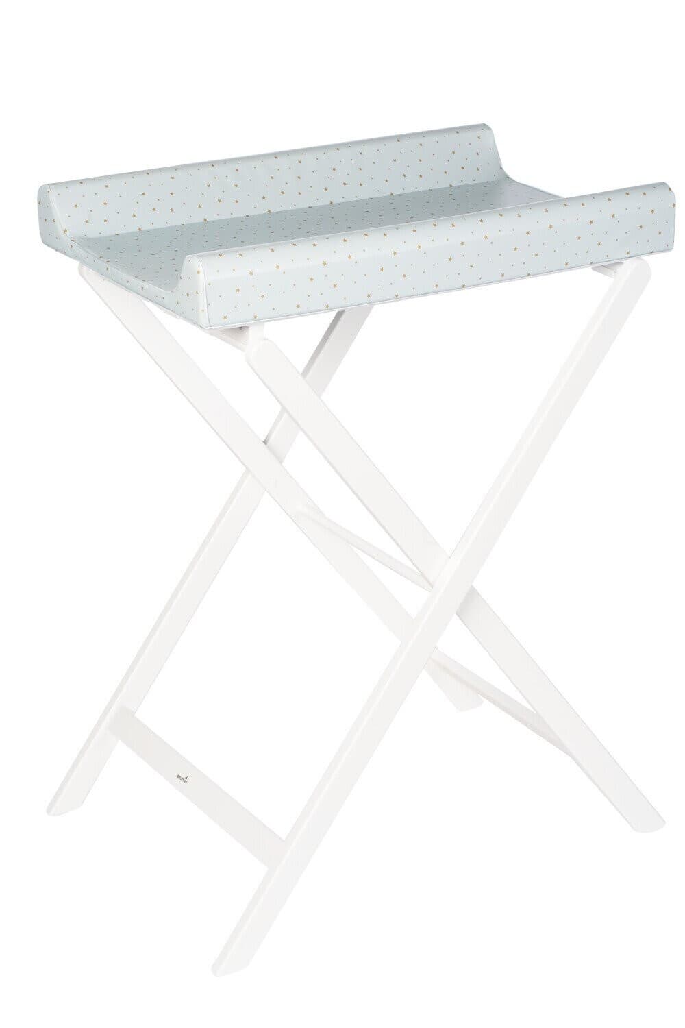 Geuther Table à Langer Pliable Trixi, Blanche, Matelas motif bleu étoilé