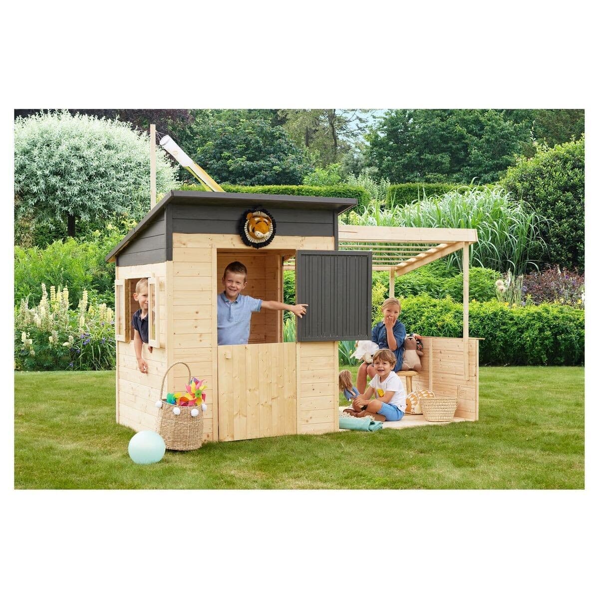 Cabane en bois avec pergola pour enfants - Santa Barbara
