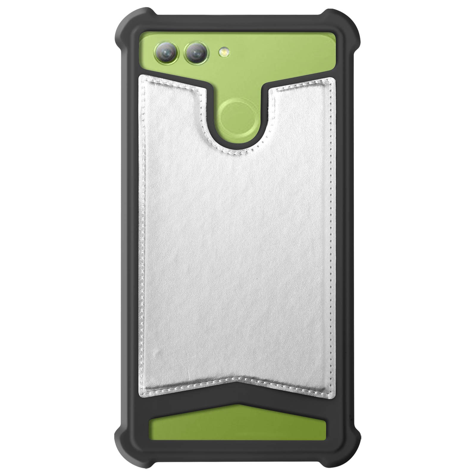 Coque antichoc façon Cuir Noir/Argent