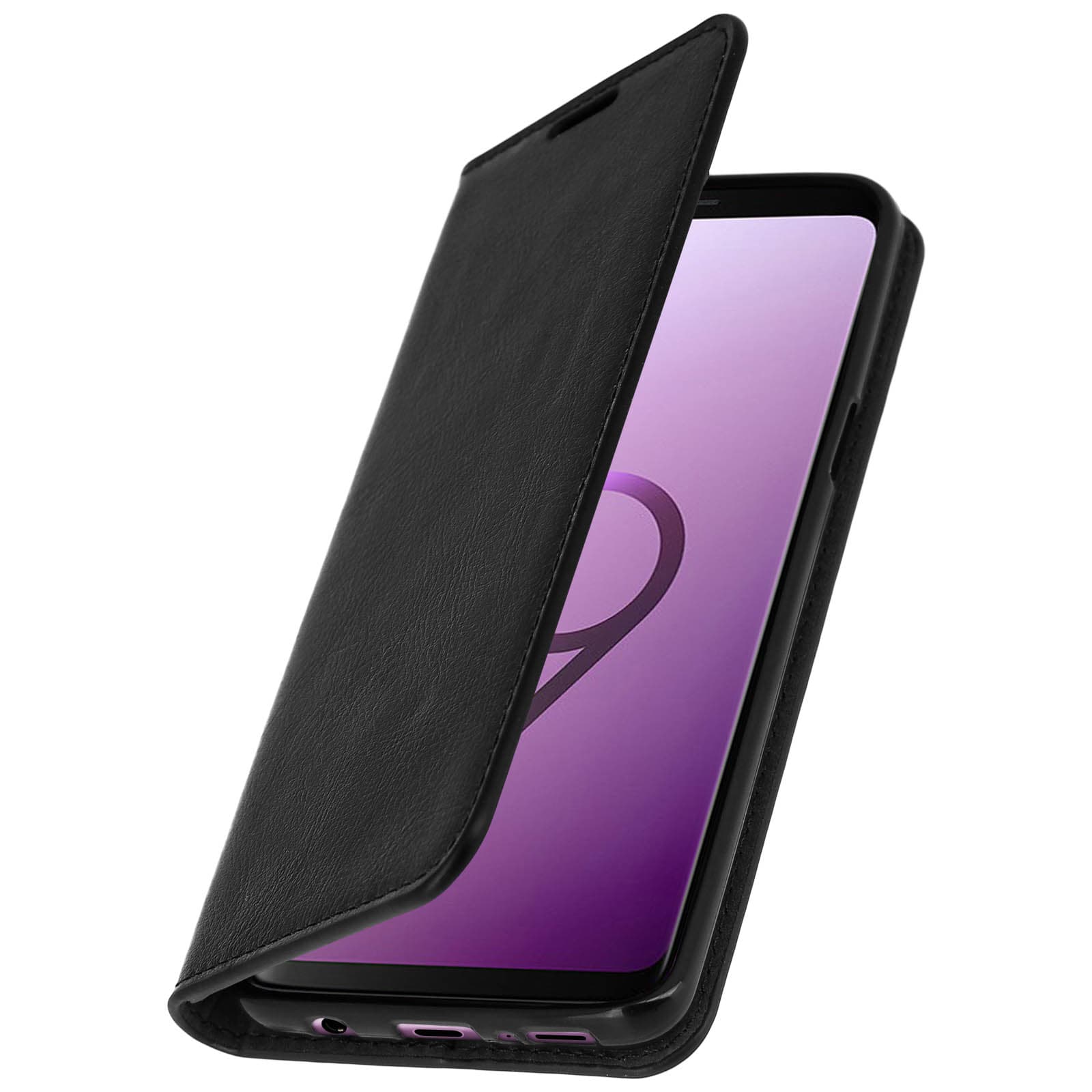 Étui folio en Cuir Galaxy S9 - Noir