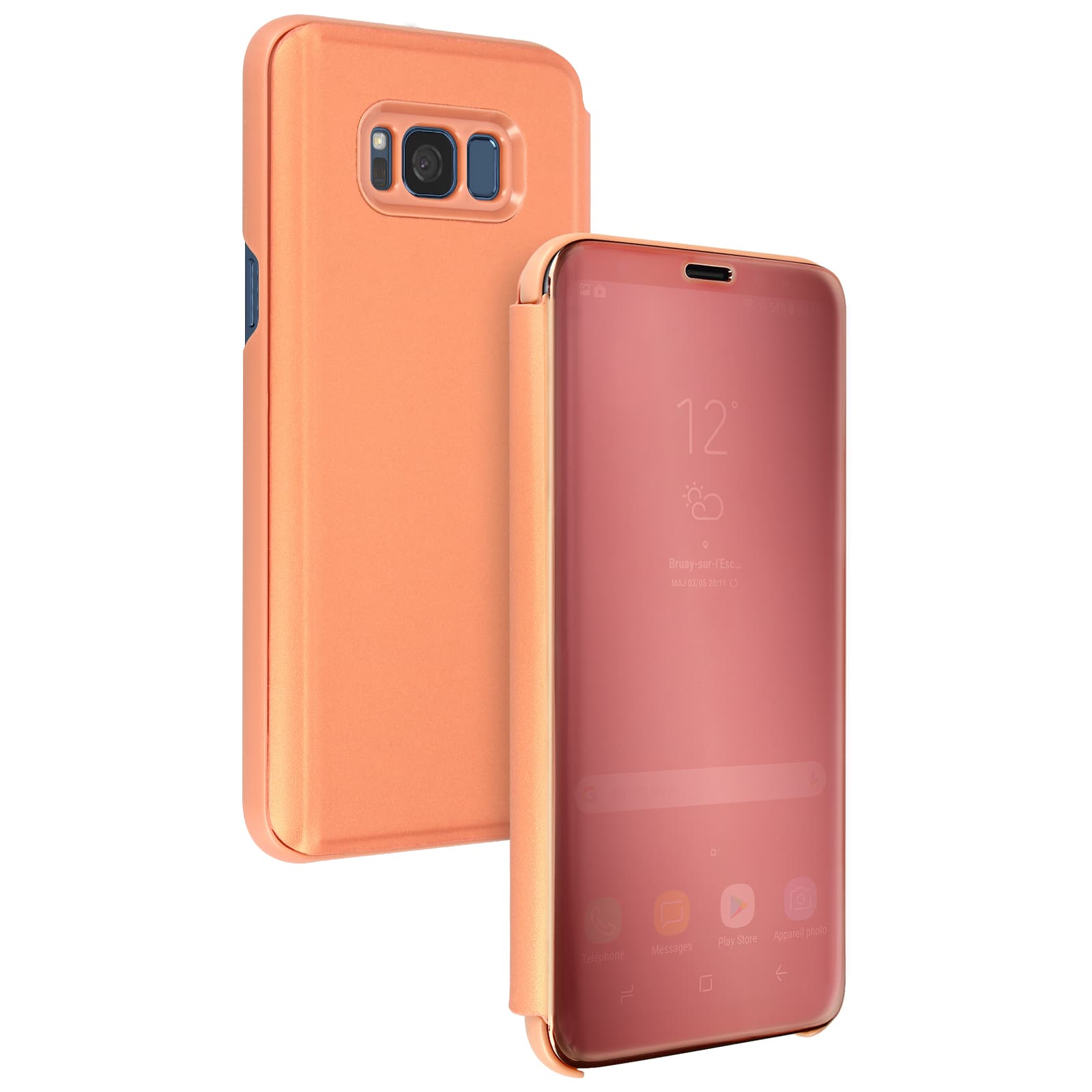 Étui folio Miroir Rose Galaxy S8 Plus