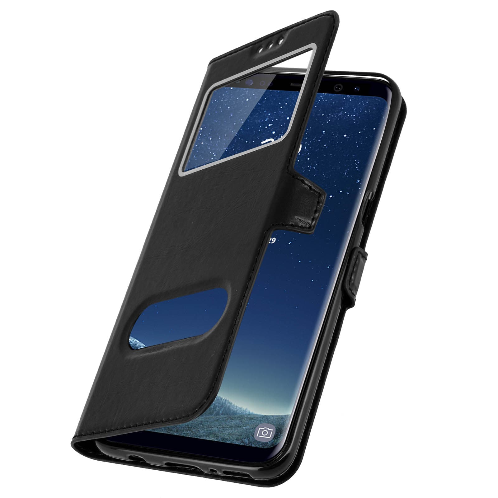Étui double fenêtres Galaxy S8 - Noir