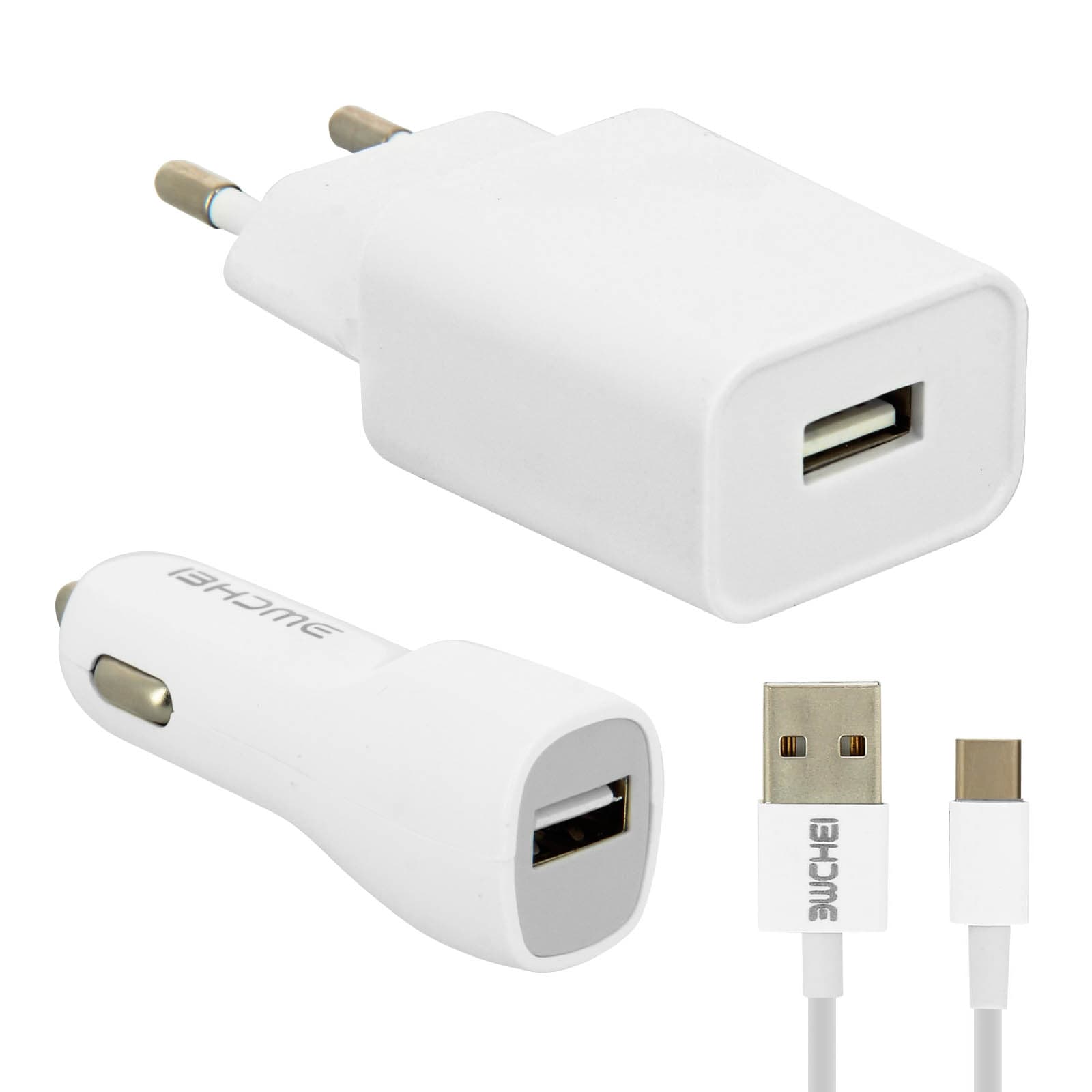 Chargeur Secteur 2.1A/Voiture Câble USBC