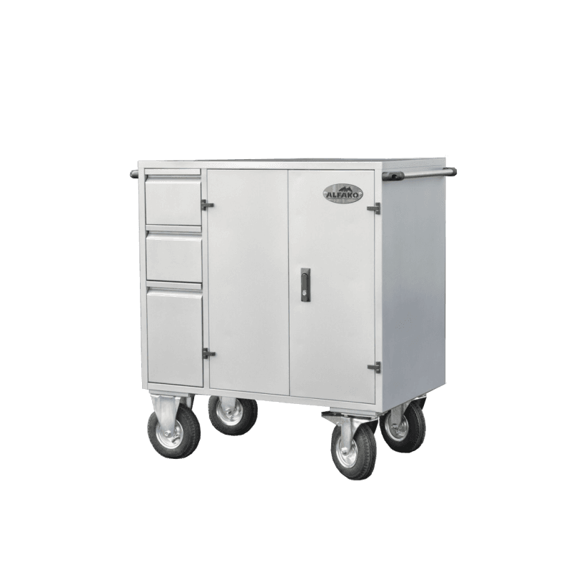 Midi Ecurie Eco Wettkampfkoffer 108x100x60 cm, lackierter Stahl, 2 Sättel, 3 Schubladen