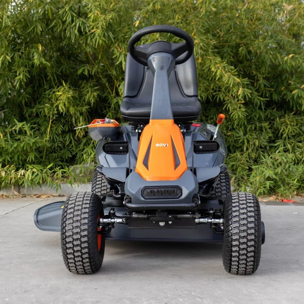 Ferngesteuerter Elektro-Rasenmäher auf Raupen schneidet 96 cm mit 40-V-Lithium-Ionen-Akku