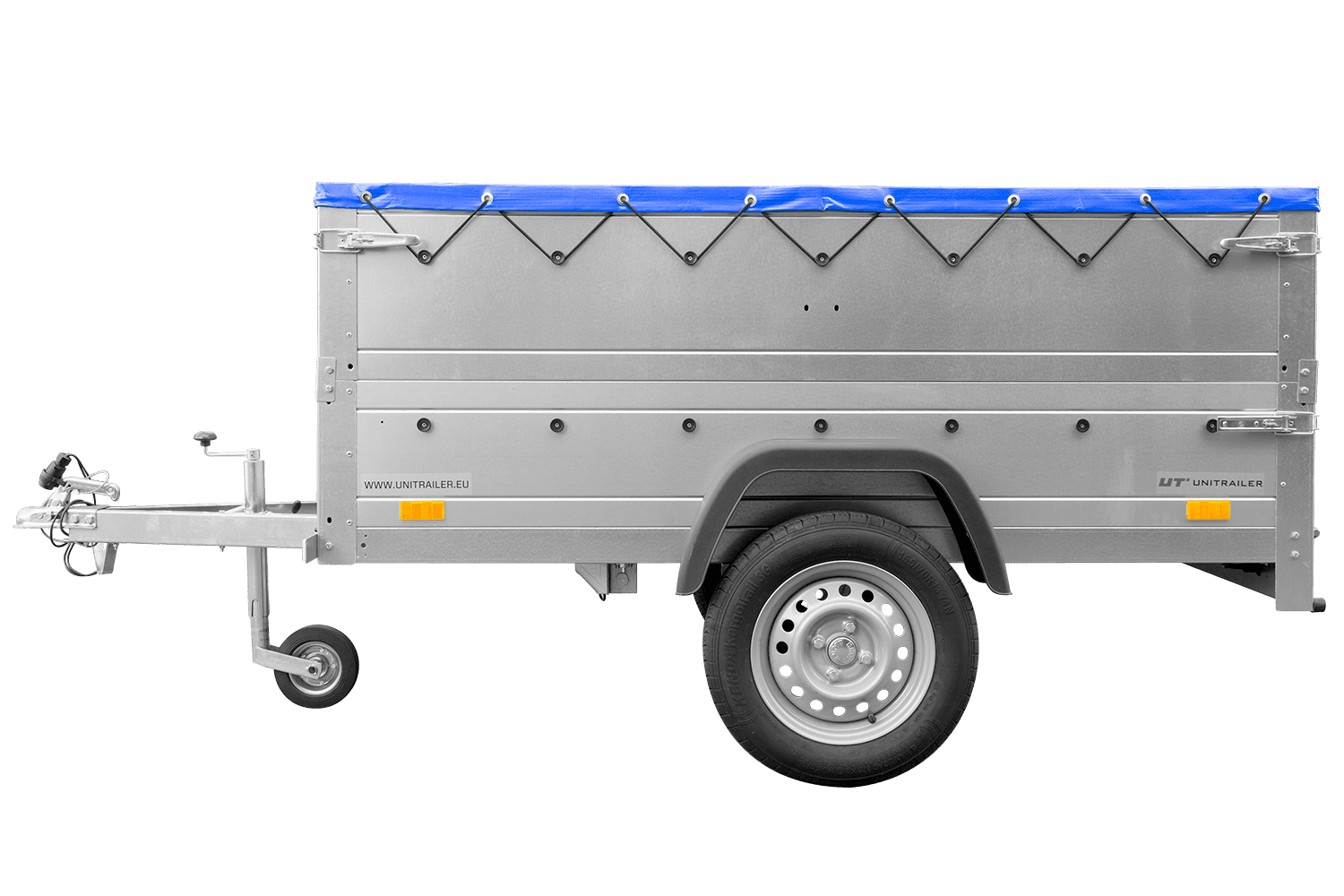 Autoanhanger Kippbarer Pkw Anhänger GARDEN TRAILER 200 KIPP mit zusätzlichen Bordwänden, Stützrad und Flachplane