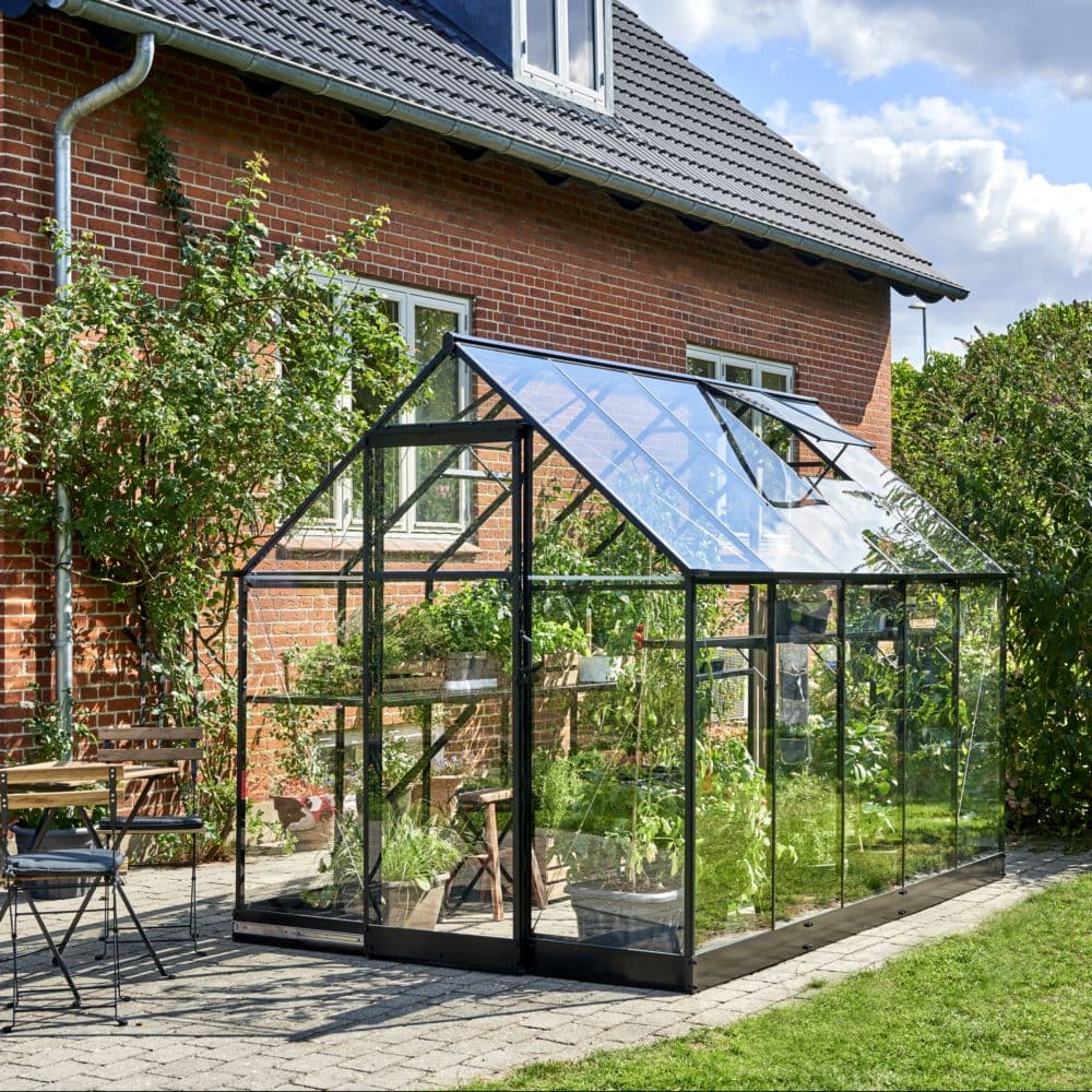 Serre Qube Noire en Verre Trempé 6.40m² Embase Halls - Idéale Jardinage - Haute Qualité et Durabilité