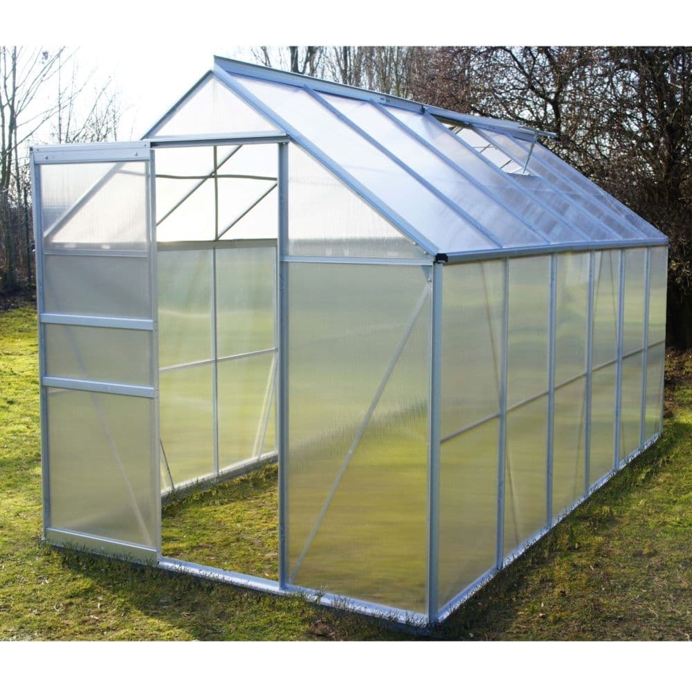 Serre Polycarbonate Diamant Grise 7.20m² + Base - Châlet-Jardin: Idéale pour Jardinage